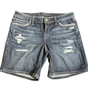 White House Black Market Girlfriend Denim‎ Shorts Distressed Dark Wash Size 6